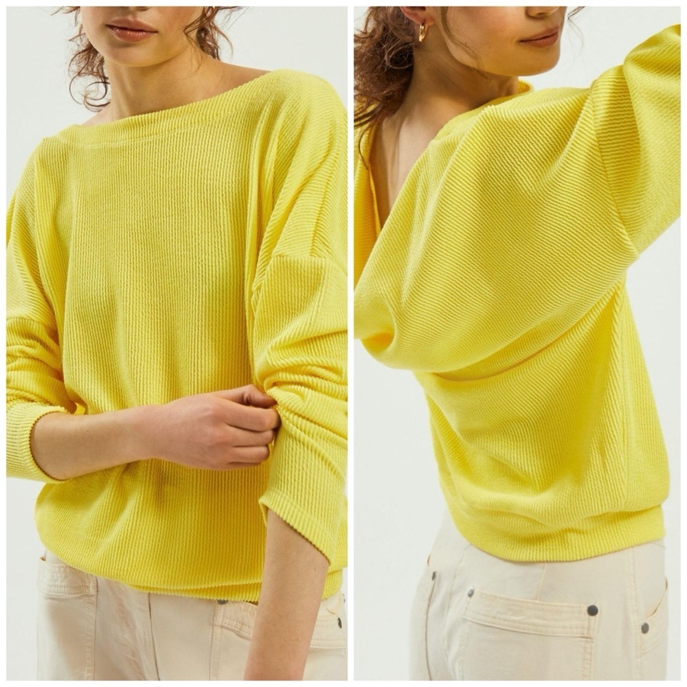 Anthropologie Yellow Lightweight Boatneck Sweater